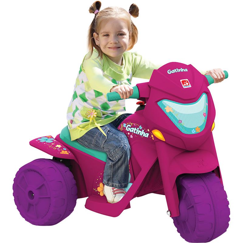 Moto Eletrica Infantil Bandeirante Banmoto 6V Gatinha Rosa na