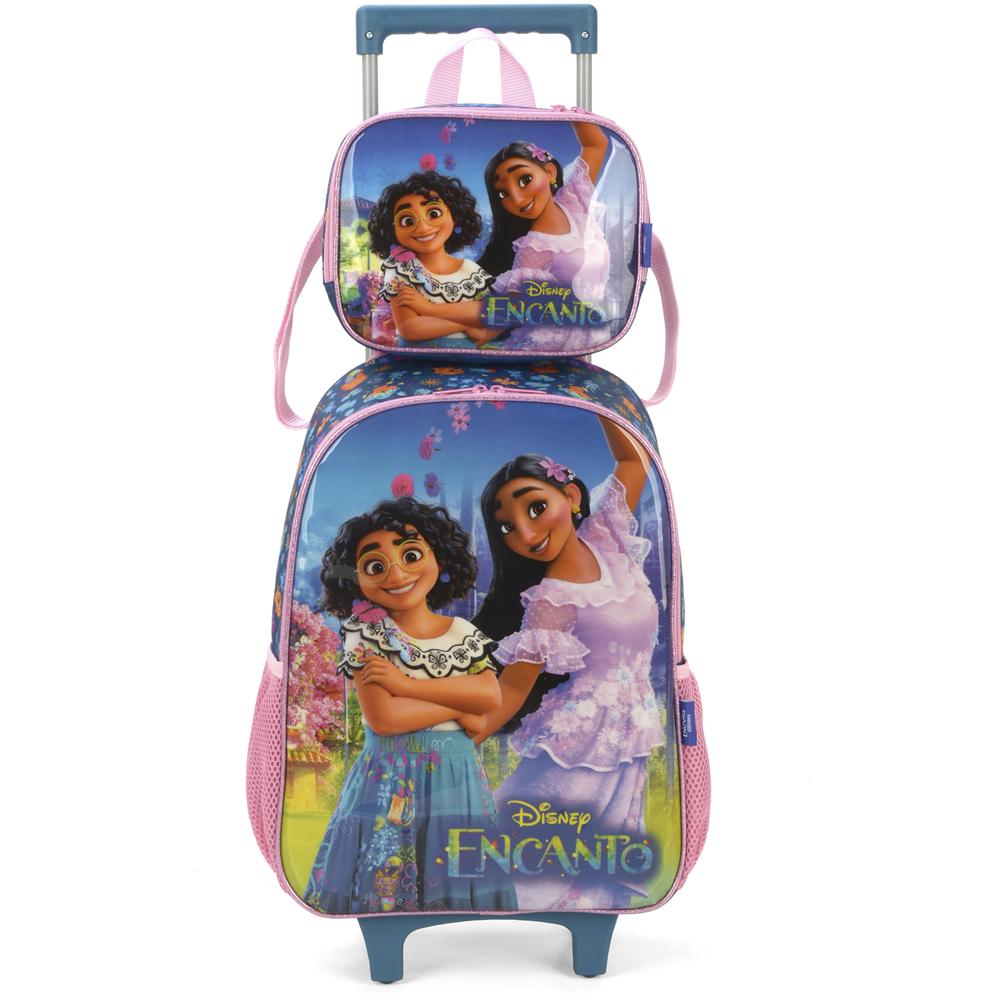 Encontraproduto.com.br - Kit Mochila de Rodinhas Lancheira Luxcel Encanto Verde